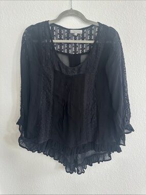 Cost Plus World Market Black Lace Boho Blouse